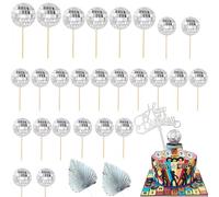 29Pcs Disco Ball Cake Decorations, 1970s Disco Ball Cake Topper Set, Mini Disco Balls for Cake, Perfect Picks for Birthday, Baby Shower, 70s Party Supplies and Wedding Cakes