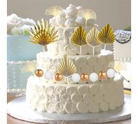 29Pcs Gold Cake Decorations Set, Cake Toppers Birthday Personalized, Palm Leaf Cake Topper, Happy Birthday Glitter Fruitcake Topper For Party Wedding