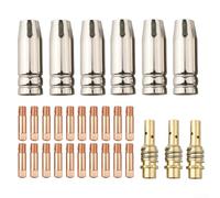 29PCS MIG Welder Contact Tip Nozzle Parts Kit Fit For AK15 For MB-15 Burners, Metal Copper Standard Size Welding Accessories Includes 0.8/0.9mm Gas Nozzles Diffusers Contact Tips (0.9mm)