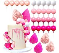 29Pcs Pink Cake Decorations - Pink Cake Balls, Cake Topper Cake Toppers for Women, Foam Ball Cake Toppers for Baby Shower Wedding Anniversary Birthday Party Supplies Decorations