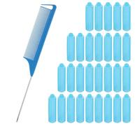 29Pcs Sponge Hair Rollers Set, Foam Roller Fluffy Hair Curlers, No Heat Flexible Sponge Curler and Rat Tail Comb, Not Deformed for Roll, Set, Makeup, Hairdressing, Women, Barber, Kid(Blue)