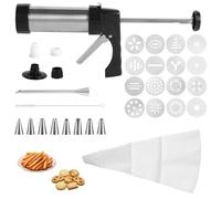 29pcs Stainless Steel Cookie Press Gun Kit, Include Spritzer Cookie Press Gun Mold Machine Discs Piping Set Cleaning Brush Manual Instruction for Baking DIY Biscuit Maker Cakes Desserts