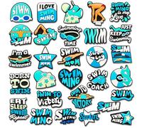 29Pcs Swimming Shoe Charms for Croc Clogs Sandals, Swimer Shoe Decorations, S, Polyvinyl Chloride, No Gemstone