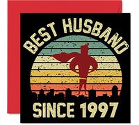 28th Anniversary Card for Husband from Wife - Best Husband Since 1997 - Love You Gifts, Happy 28th Wedding Anniversary Cards for Partner, 145mm Greeting Cards Anniversaries