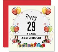 29th Anniversary Card for Husband Wife - Party Balloons - Happy 29th Wedding Anniversary Card for Partner, 145mm Greeting Cards Anniversaries