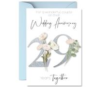 29th Anniversary Card for Women Men - Fancy Floral Flowers - Happy 29 Year Anniversary Card for Husband Companion Boyfriend Girlfriend, A5 Wedding Anniversaries Greeting Cards