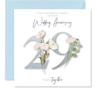 29th Anniversary Card for Women Men - Fancy Floral Flowers - Happy 29 Year Anniversary Card for Sister Friends Family Mum, 145mm Wedding Anniversaries Greeting Cards