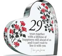 29th Anniversary Plaque Gifts for Wife Husband - 29 Years Together - I Love You Forever Romantic Acrylic Heart Gift For Women Men, 100mm x 100mm Present For Couples Twenty-Ninth Anniversaries