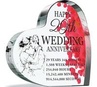 29th Anniversary Plaque Gifts for Wife Husband - Happy 29th Wedding Anniversary - I Love You Romantic Acrylic Heart Gift For Women Men, 100mm x 100mm Present For Couples Twenty-Ninth Anniversaries