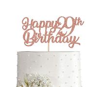 29th Birthday Cake Topper, Rose Gold Glitter Cheers To 29 Years Party Decoration, Supply