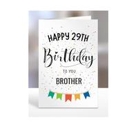 29th birthday card for brother, gifts for boy, boys, him, male, presents for men, from sister, brother, twin, step, bonus, big, little, middle, 29 years old, A5-163f_29