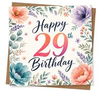 29th Birthday Card for Her, Elegant Floral Design | Eye-catching greeting card; Elegant Floral artwork for her on a 29th birthday with a warm, memorable feel
