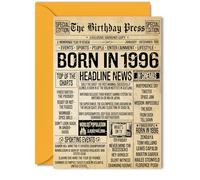 29th Birthday Card for Men Women - Bday Press Newspaper 1996 - Happy 29 Birthday Cards for Cousin Son Neighbour Colleague Auntie Daughter, 5x7 Inch Bday Greeting Cards
