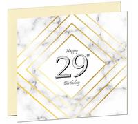29th Birthday Card for Men Women - White Marble Gold - Birthday Cards for 29 year old Man twenty nine, twenty ninth Son Friend Nephew Cousin Brother Dad Uncle Sister Niece Grandson
