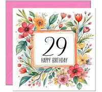 29th Birthday Card for Women - Any Age - Floral Birthday Card for 29 Year old Woman Friend Sister Daughter Mum Aunt twenty nine, twenty ninth cousin Niece