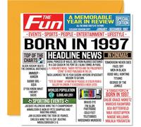 29th Birthday Cards for Women and Men, Born In 1997 Newspaper