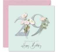 29th Birthday Cards for Women - Fancy Floral Flowers - Happy Birthday Card for 29 Year Old Woman Daughter Colleague Niece Cousin, 145mm Bday Greeting Cards
