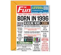 29th Birthday Cards for Women Men - Born In 1996 Newspaper - Happy 29 Birthday Card for Sister Brother Friend Vintage Retro Back In 1996, 5x7 Inch Bday Greeting Cards