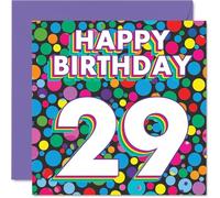 29th Birthday Cards for Women Men - Funky Rainbow Dots - Happy Birthday Card for 29 Year Old Woman Man Husband Uncle Wife Cousin, 145mm Bday Greeting Cards