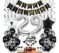 29th Birthday Decoration, Black Cake Decoration Birthday 28 Years Men, Black and White Party Decoration, 28th Birthday Women Men, Cake Decoration 28th Birthday Men Women Birthday Decoration 28 Years W