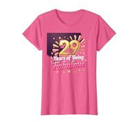 29th Birthday Gift: Fabulous Years Celebration T-Shirt, Women, Pink Heather, M
