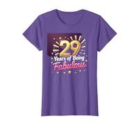 29th Birthday Gift: Fabulous Years Celebration T-Shirt, Women, Purple Heather, L
