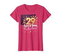 29th Birthday Gift: Fabulous Years Celebration T-Shirt, Women, Red Heather, XS