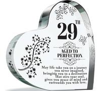 29th Birthday Plaque Gifts for Women Men - Aged to Perfection - Acrylic Heart Keepsake Gift for 29 Year Old Woman Man Her Him, 100mm x 100mm Present For Friends Family