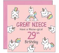 29th Great Niece Birthday Card - Funny Cat Cute Great Niece's Birthday Card for 29 Year old twenty nine, twenty ninth