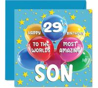 29th Son Birthday Card - World's Most Amazing Son - Happy 29th Birthday Card from Mum Dad, 145mm Age 29 Greeting Cards