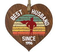 29th Wedding Anniversary Wooden Heart Plaque - Best Husband Since 1996 - Dark Wood Sign Keepsake, Celebrate Anniversary Wife Husband Partner, Twenty-Ninth Anniversary Plaque with Quotes Gifts