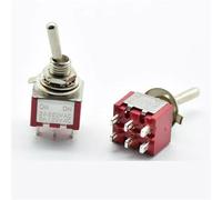2A 250VAC / 5A 120VAC 6Pins Mini MTS ON/ON ON/OFF/ON DPDT Latching With Solder Terminal Red Toggle Switch 2Pcs(6p ON ON)
