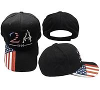 2A 2nd Amendment 1791 USA Flag On Bill Black White 100% Cotton Adjustable Embroidered Hat Cap, Multi, One size