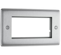 BG FBS28W Flatplate Screwless Unswitched Round Pin Socket 2A - White Insert - Brushed Steel