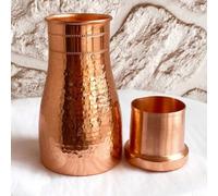 2activelife-Handmade Hammered Copper Carafe Pitcher - Pure Water Bottle for Bedroom, Sports, and Yoga - Heavy Duty Vessel With Lid - 1000ml/34oz Capacity
