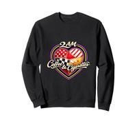 2AM Coffee Cigarettes Late Night Caffeine Smoke Heart Patch Sweatshirt