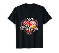 2AM Coffee Cigarettes Late Night Caffeine Smoke Heart Patch T-Shirt