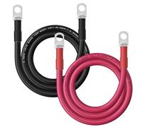 2AWG Battery Cable with 3/8" Terminals, 2 Gauge Pure Copper Inverter & Welding Wire with 3/8 inch Lugs Both Ends, Power Inverter Wire Set for Automotive, Solar, Marine, RV (Red + Black, Each 1.5FT)