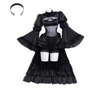 2B Cosplay Costume Game Character 2Bautomata/2Byorha Cosplay Uniform Dress | No.2 Type B Gothic Bride Cosplay Outfit, Game Character Wedding Dress Full Set, Halloween Comic Con Carnival Dress up