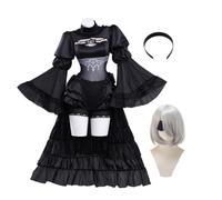 2B Cosplay Costume Game Character 2Bautomata/2Byorha Cosplay Uniform Dress | No.2 Type B Gothic Bride Cosplay Outfit, Game Character Wedding Dress Full Set, Halloween Comic Con Carnival Dress up