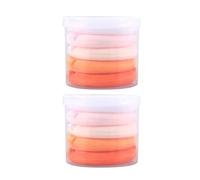 2boxes Cosmetic Powder Puff Boxes with Ribbon, Fluffy | Flocking and ABS Materials, Hand Stitched Ribbons, Flat Corners, Travel Touch Ups Random Color