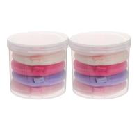 2boxes Cosmetic Powder Puff Set, Flocking Large Flat Shape for Cream | Hand Stitched Ribbons, Back Strap Detail, ABS and Plastic Build, On-the-go Kit for Beginners Random Color