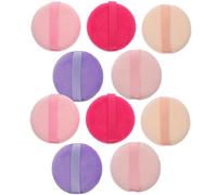 2boxes Flocking Makeup Powder Puff Set, Fluffy Beauty Tool | ABS and Plastic Build, Hand Stitched Widened Ribbons, Flat Corners for Cream and Setting Powder Random Color