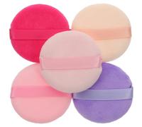 2boxes Fluffy Powder Puff Makeup Setting Tool for Concealer | Plastic ABS Flocking Build, Flat Large Corners, Hand Stitched Ribbons, Back Strap for Daily Use Random Color