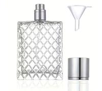 2Burned 1Pcs 50 ml Square Grids Carved Perfume Bottle Clear Glass spray bottle Empty Refillable fine mist Atomizer Portable (1)