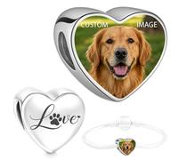 2Burned Custom Personalised Love Heart Photo Charm Bead Fit European bracelets (Love Paw)