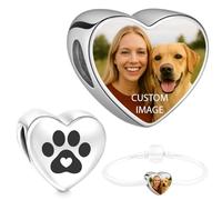 2Burned Custom Personalised Love Heart Photo Charm Bead Fit European bracelets (Paw Herz)