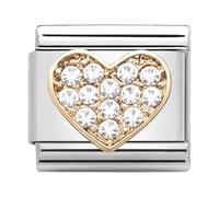 2Burned Italian Charm Flag for 9 mm Bracelets Stainless Steel (Golden Heart)