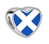 2Burned Love Heart Photo Alloy Zinc Bracelet Charm Bead Gift Fit Pandora (Scottish Flag)