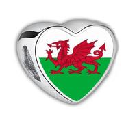 2Burned Love Heart Photo Alloy Zinc Bracelet Charm Bead Gift Fit Pandora (Welsh Flag)